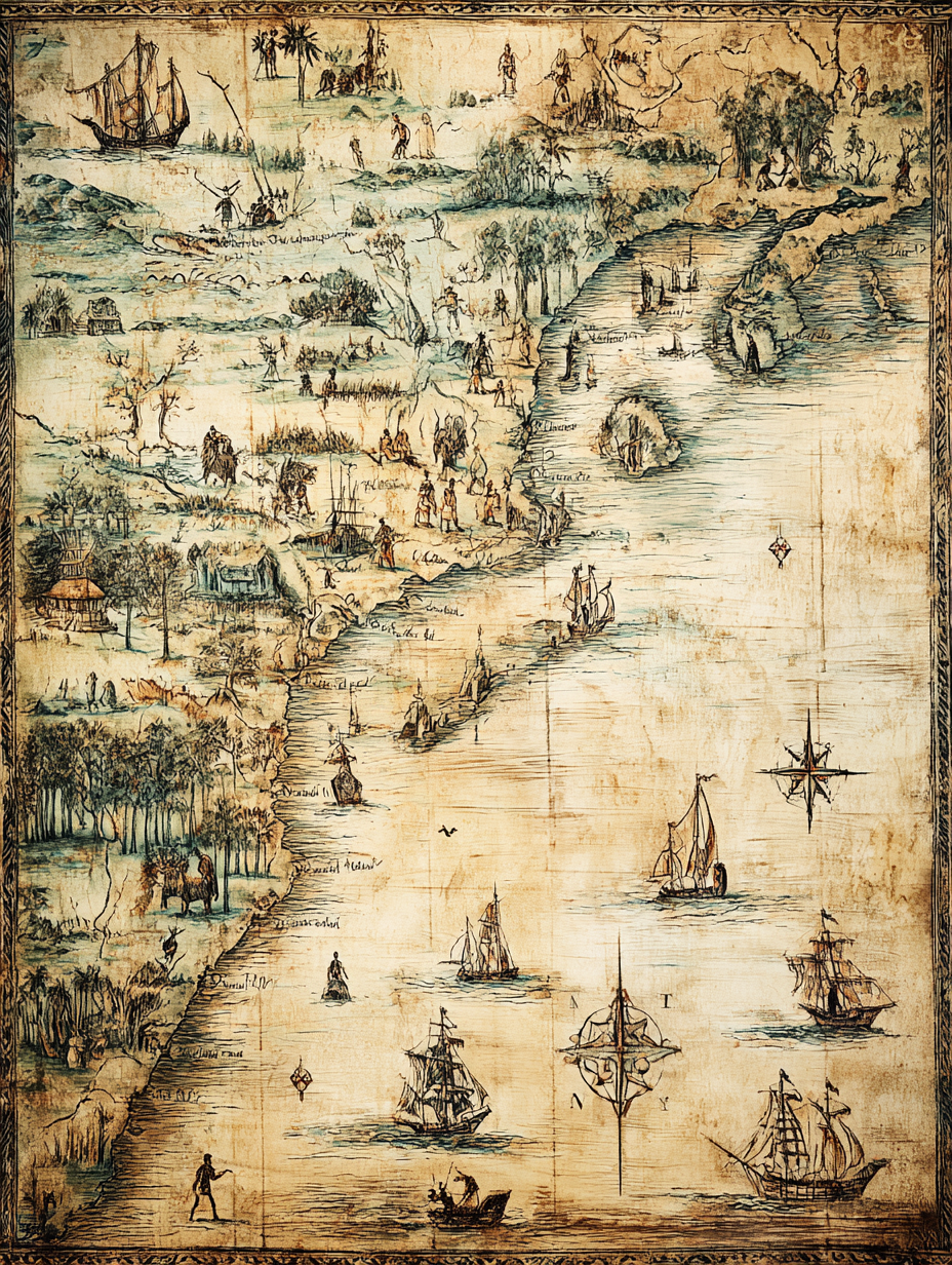 Mapa Histórico Antigo da América Colonial