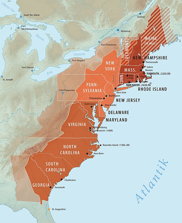 Mapa das Colônias do Norte, Centro e Sul com diferenças climáticas e econômicas